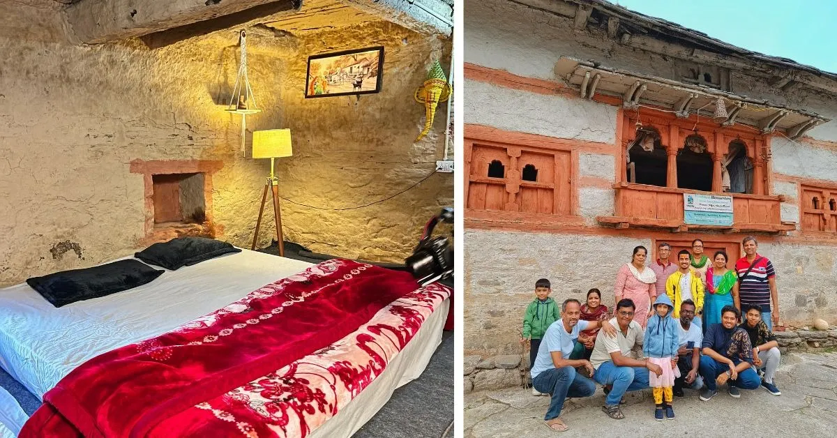 The homestay's architecture is a blend of mud, wood and stone