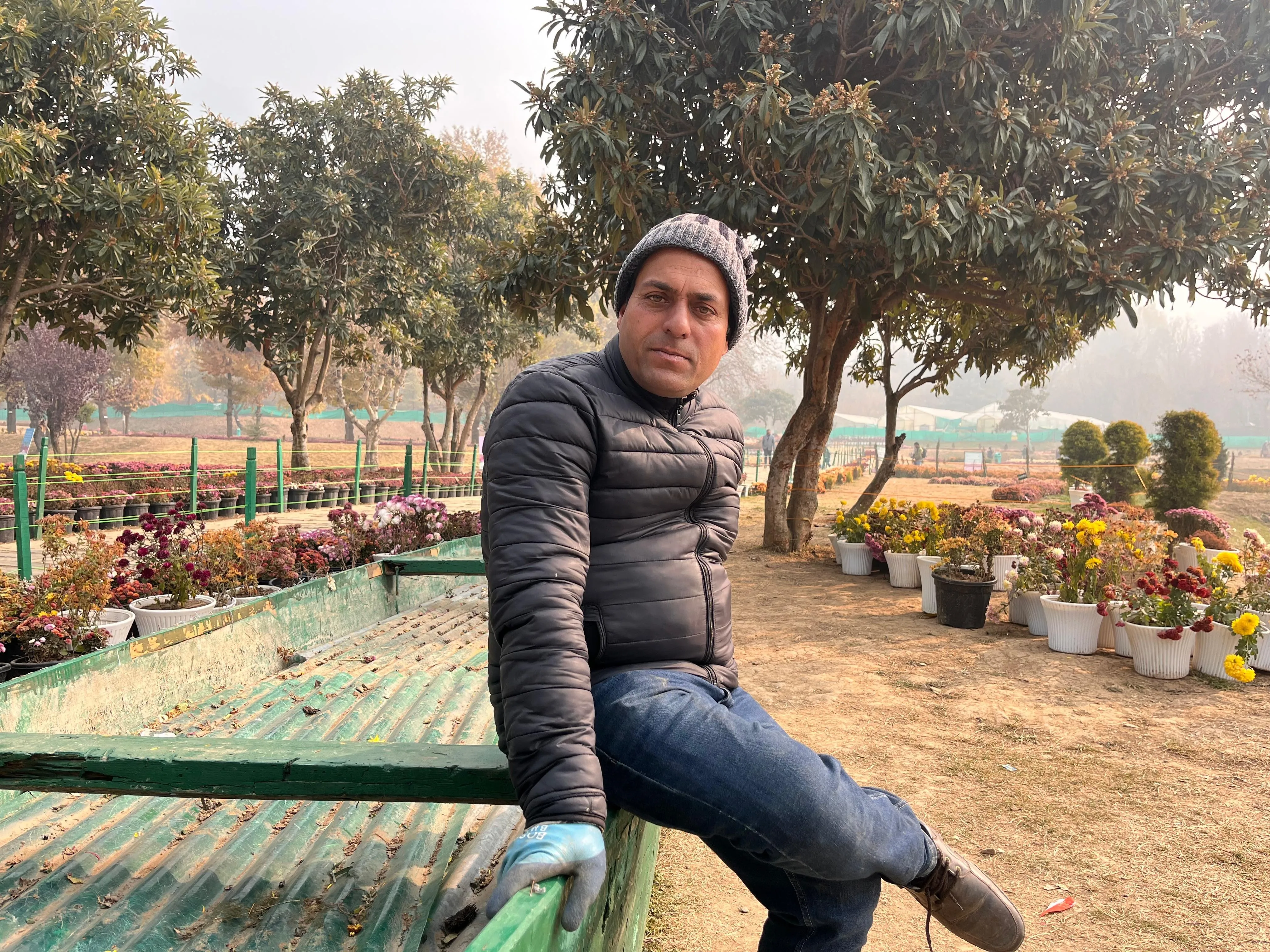 Feroz Ahmad Bhat, a worker at Bagh-e-Gul-e-Dawood in Srinagar.