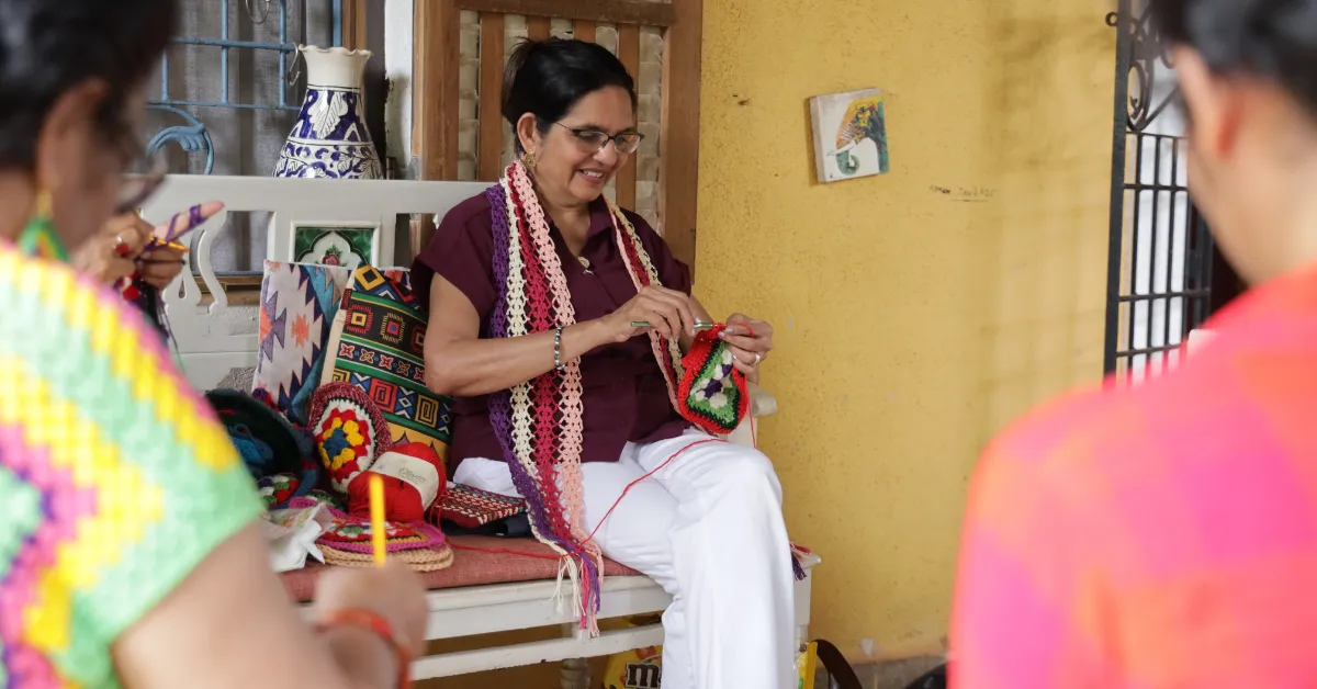 Much of the yarn came from personal collections and leftover skeins.