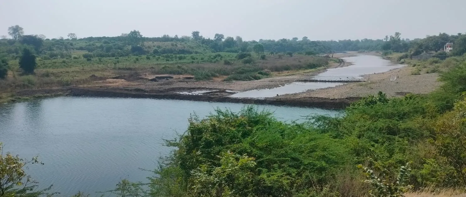 A panoramic view of the river with check dam