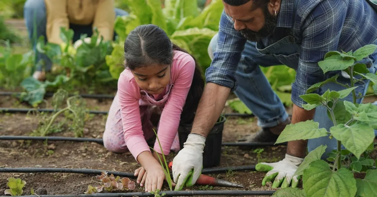 teaching kids gardening