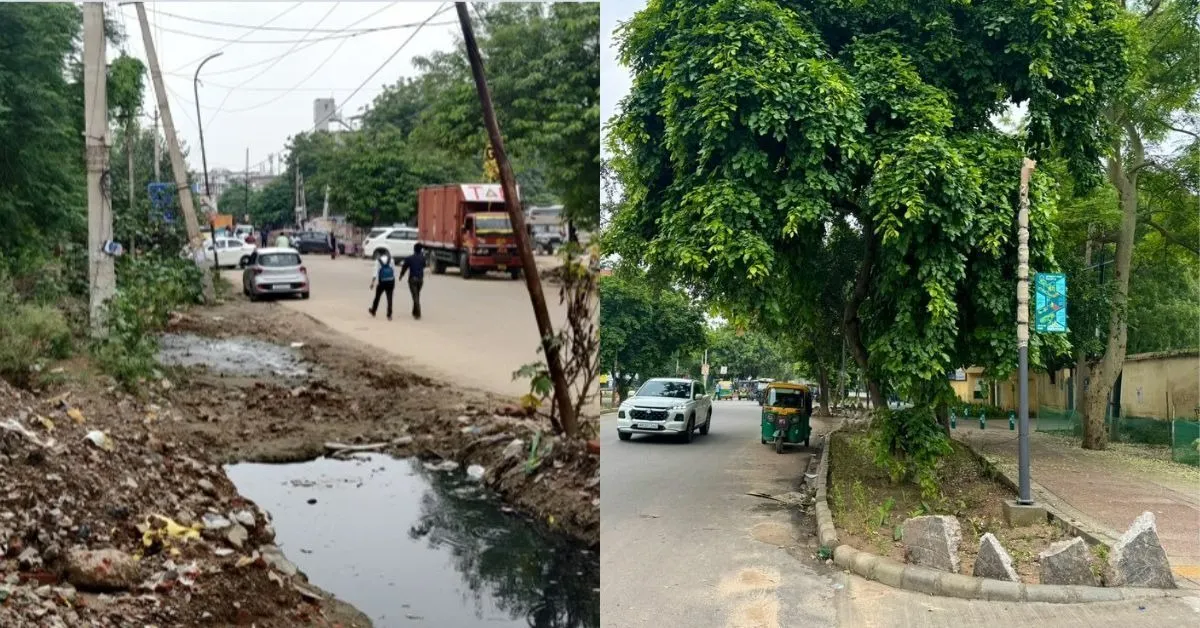 before and after Gurgaon road
