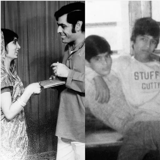 Left: Maya with her husband Manohar | Right: Manas and Manav as children