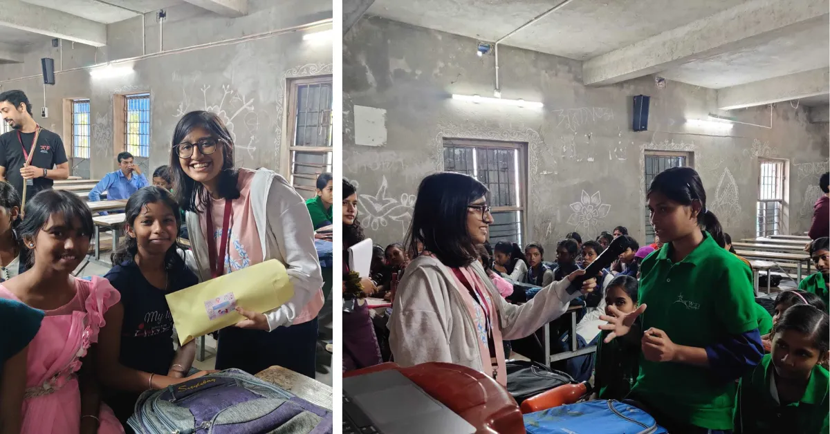 Volunteers use simple materials and activities to explain menstrual health to rural girls.