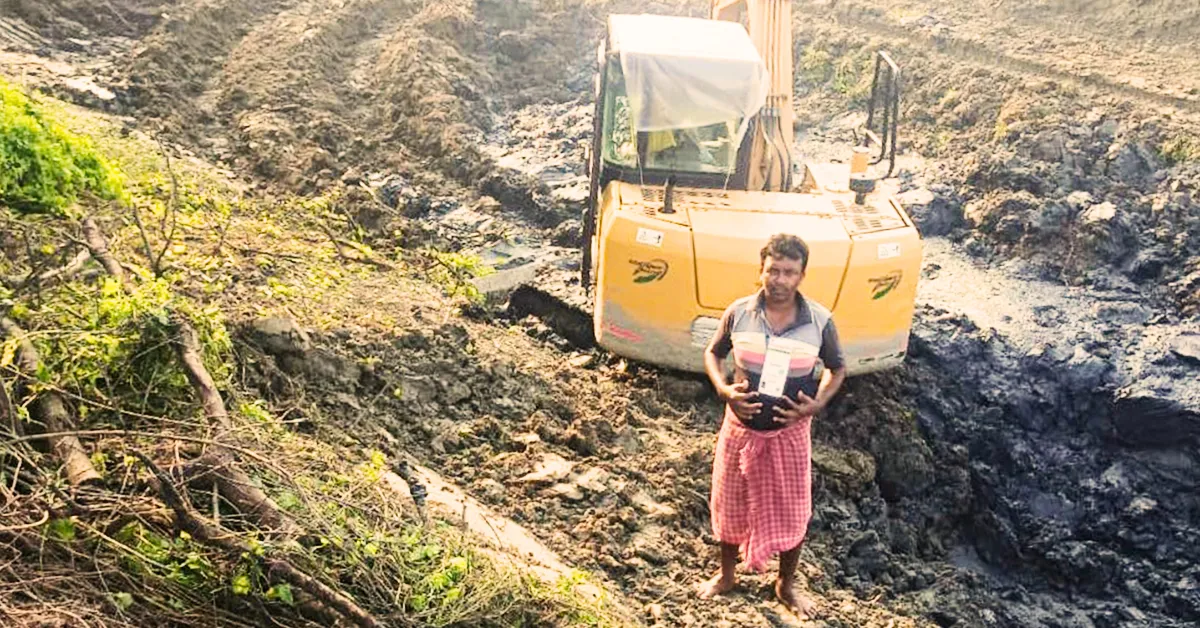 Pond excavation provides a local source of freshwater in dry months.