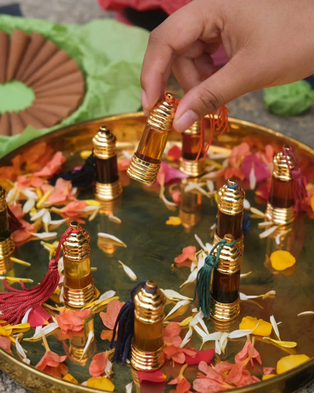 A spread of attar bottles by Boond Fragrances