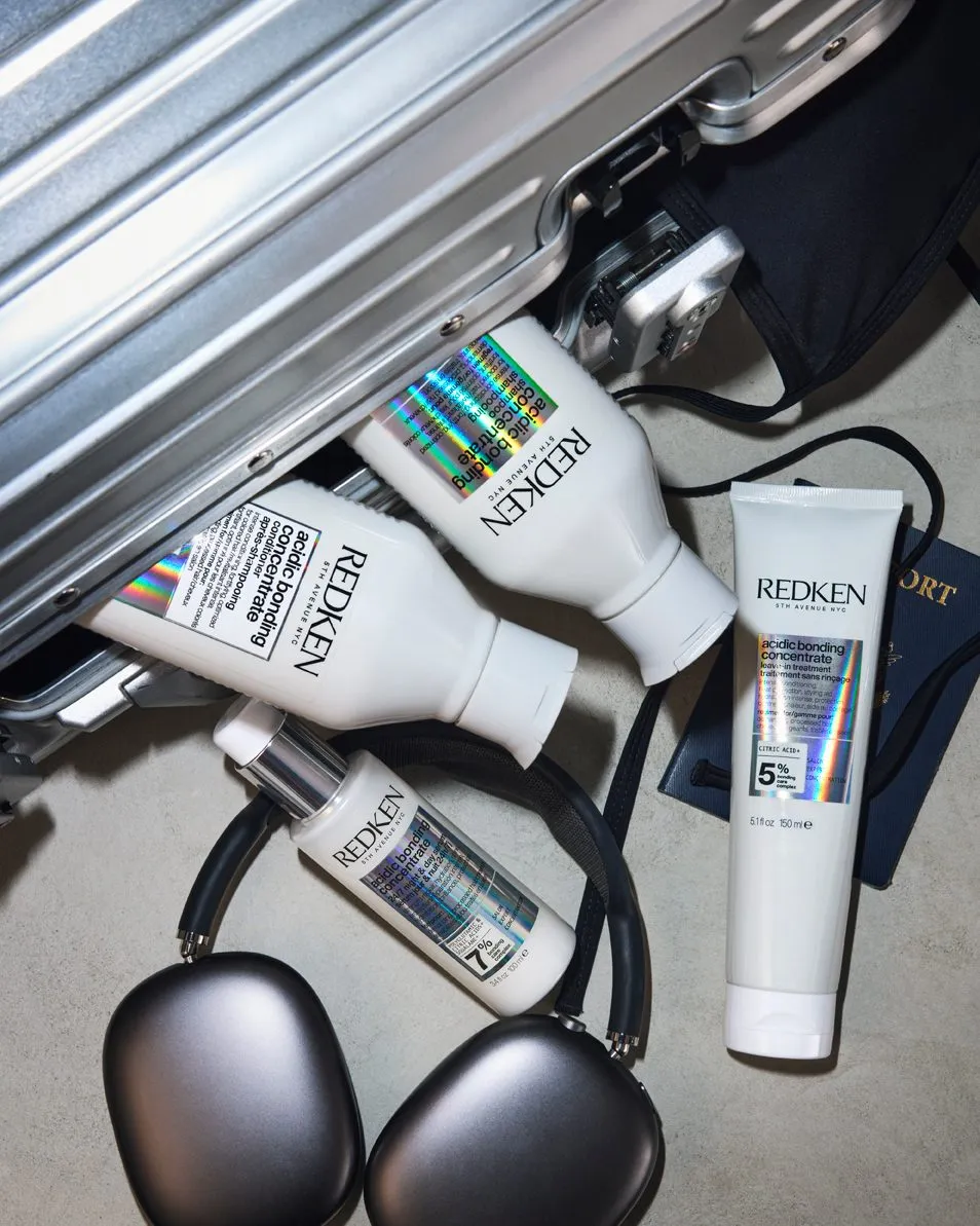 Hair care products like leave-in conditioner, shampoo and conditioner from hair care brand Redken
