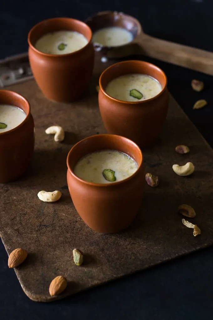 A picture of earthen kulhads of kadha doodh, which depicts authentic Punjabi cuisine and Punjabi cuisine served worldwide, using a key ingredient in Punjabi food culture--milk