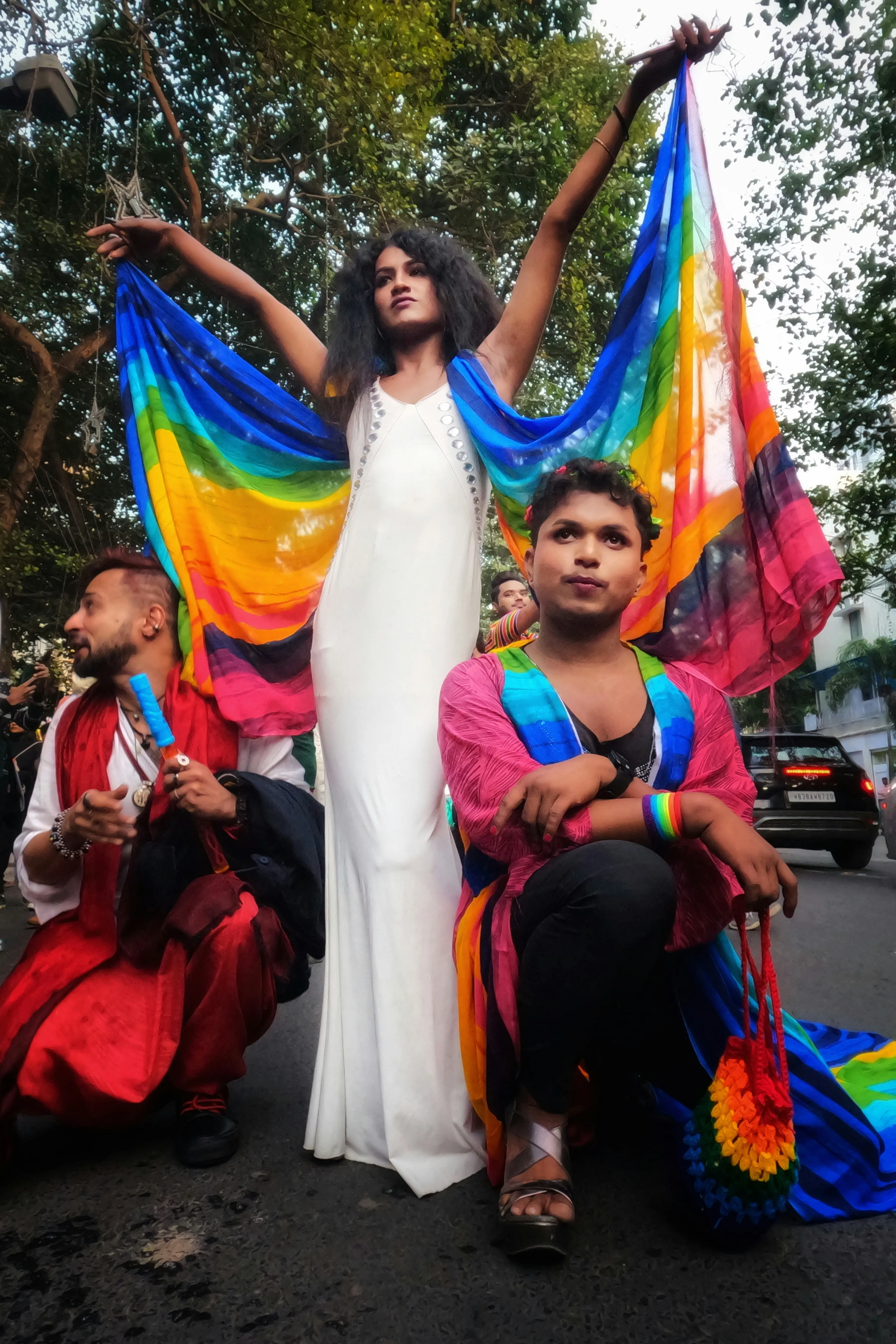 A picture of a people at a pride parade in India to show how queer spaces in India have evolved with the setting of boundaries in queer spaces