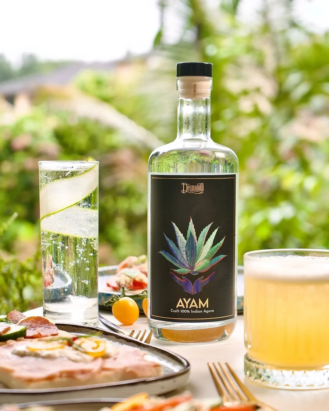 A picture of bottle of Desmondji one of the Indian agave spirits that's thriving as the manufacturing of agave spirits in India increases