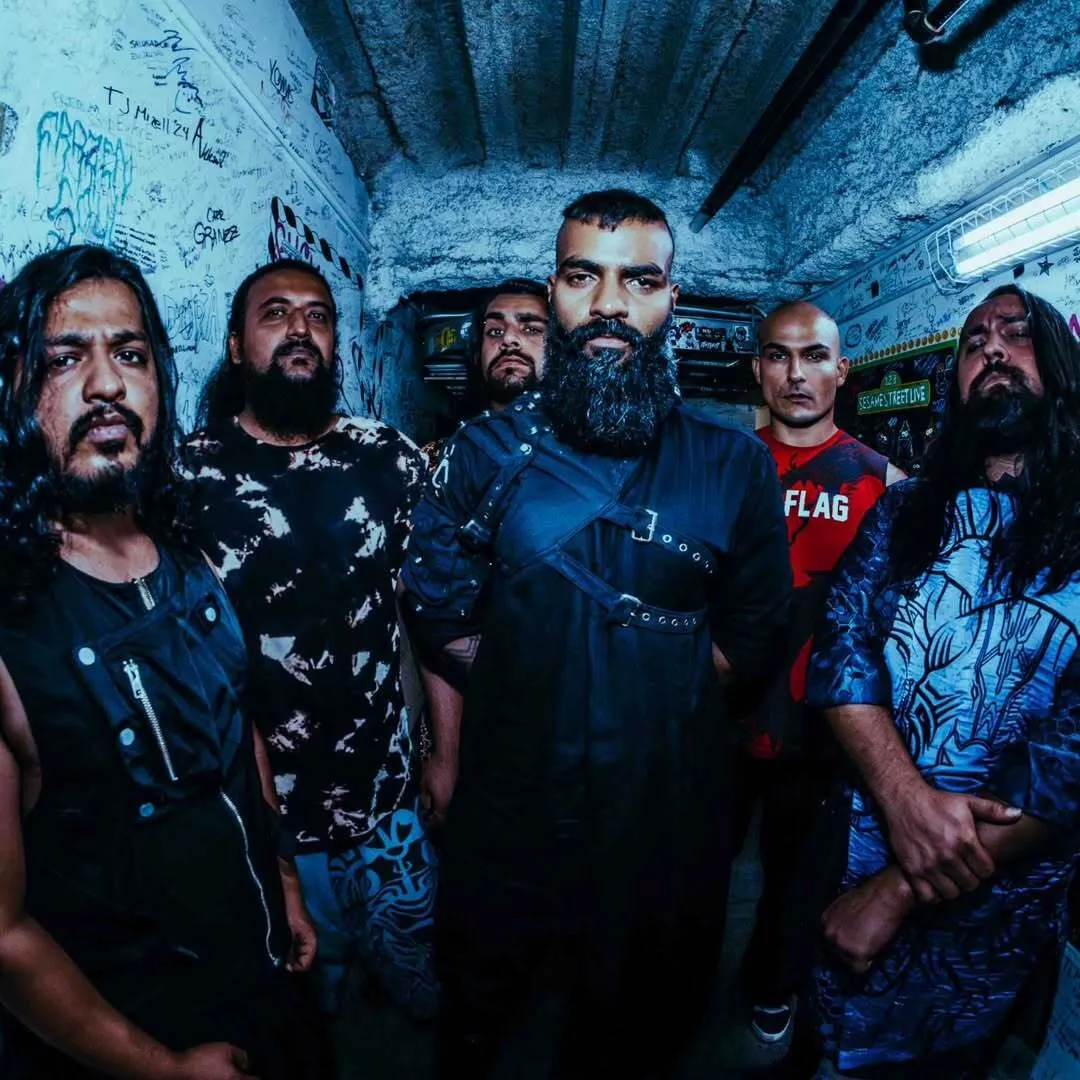 A picture of Bloodywood, one of the only metal band to have gone global from the indie music india, making them one of the top Indian independent music artists 2026