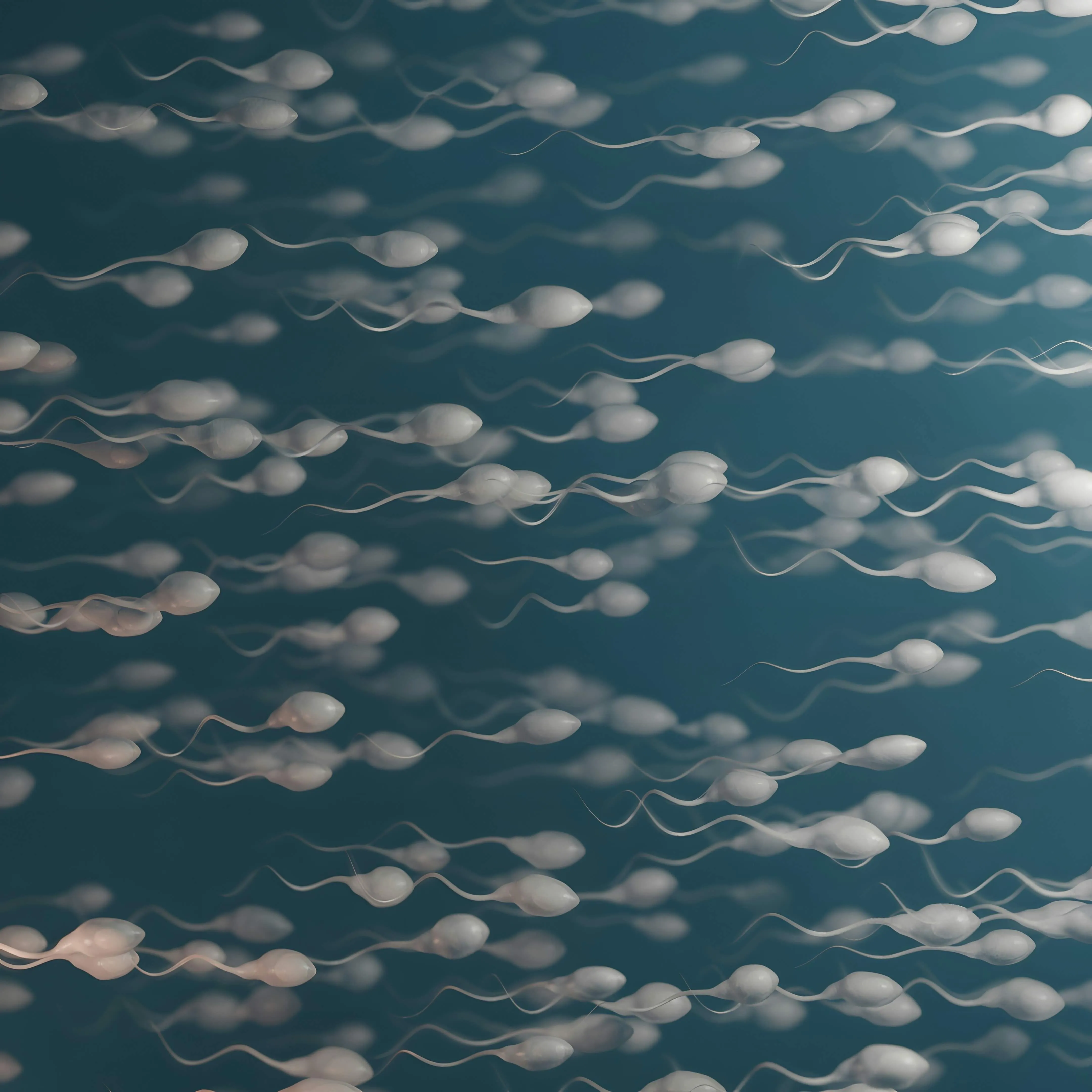 A picture of a bunch of sperms against a blue backdrop