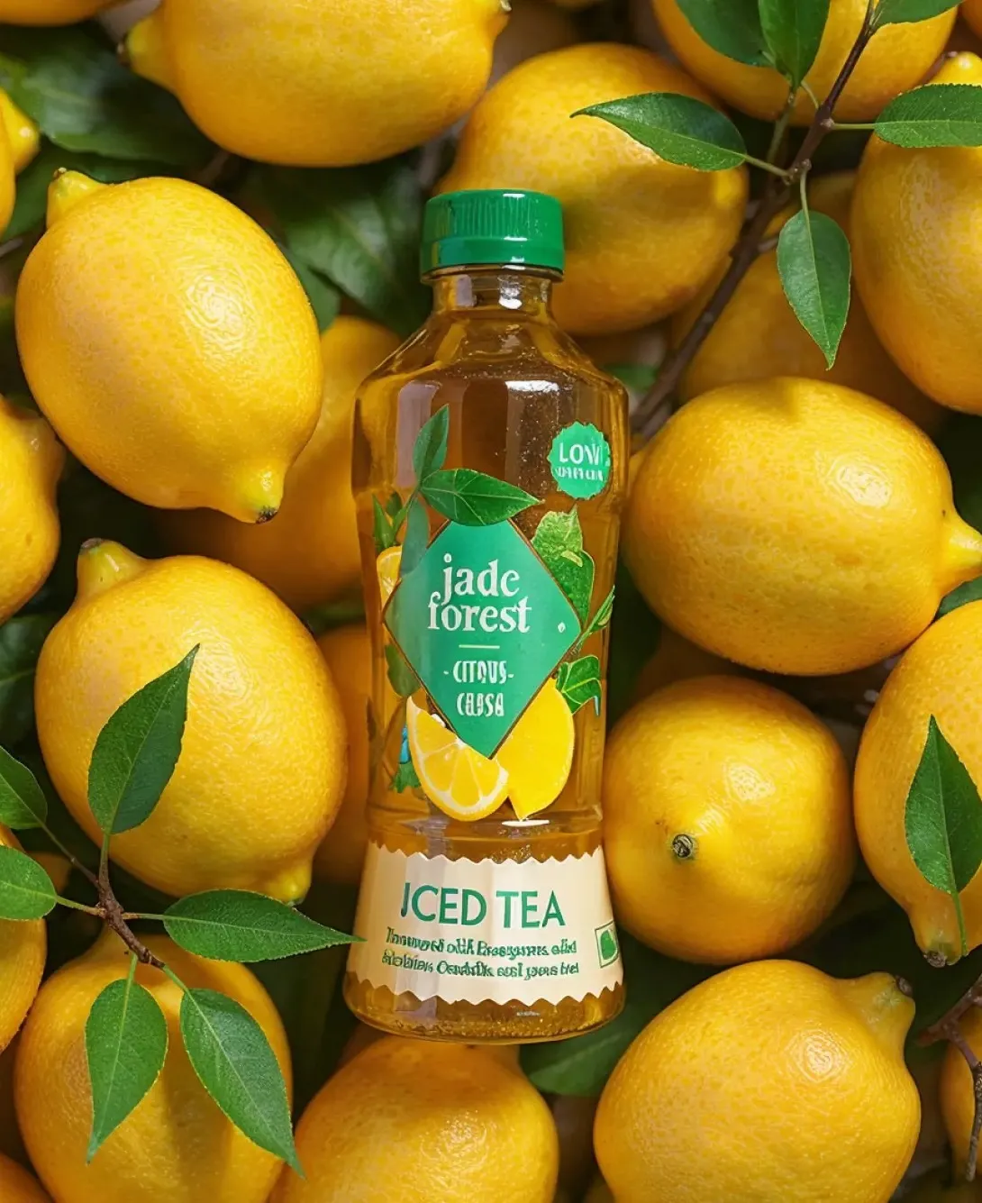 A picture of lemons and a bottle of Jade Forest mixer to show the flavours the brand has to offer in non alcoholic spirits in India to sober curious India