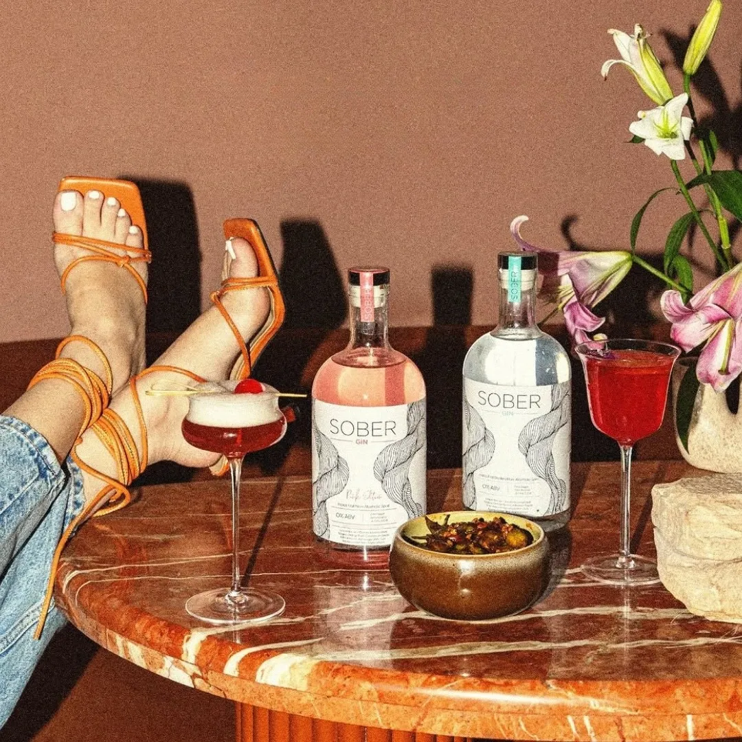 A picture of an array of bottles of non alcoholic spirits in India by Sober which depict the rise of zero alcohol spirits India for sober curious India that tastes like alcohol