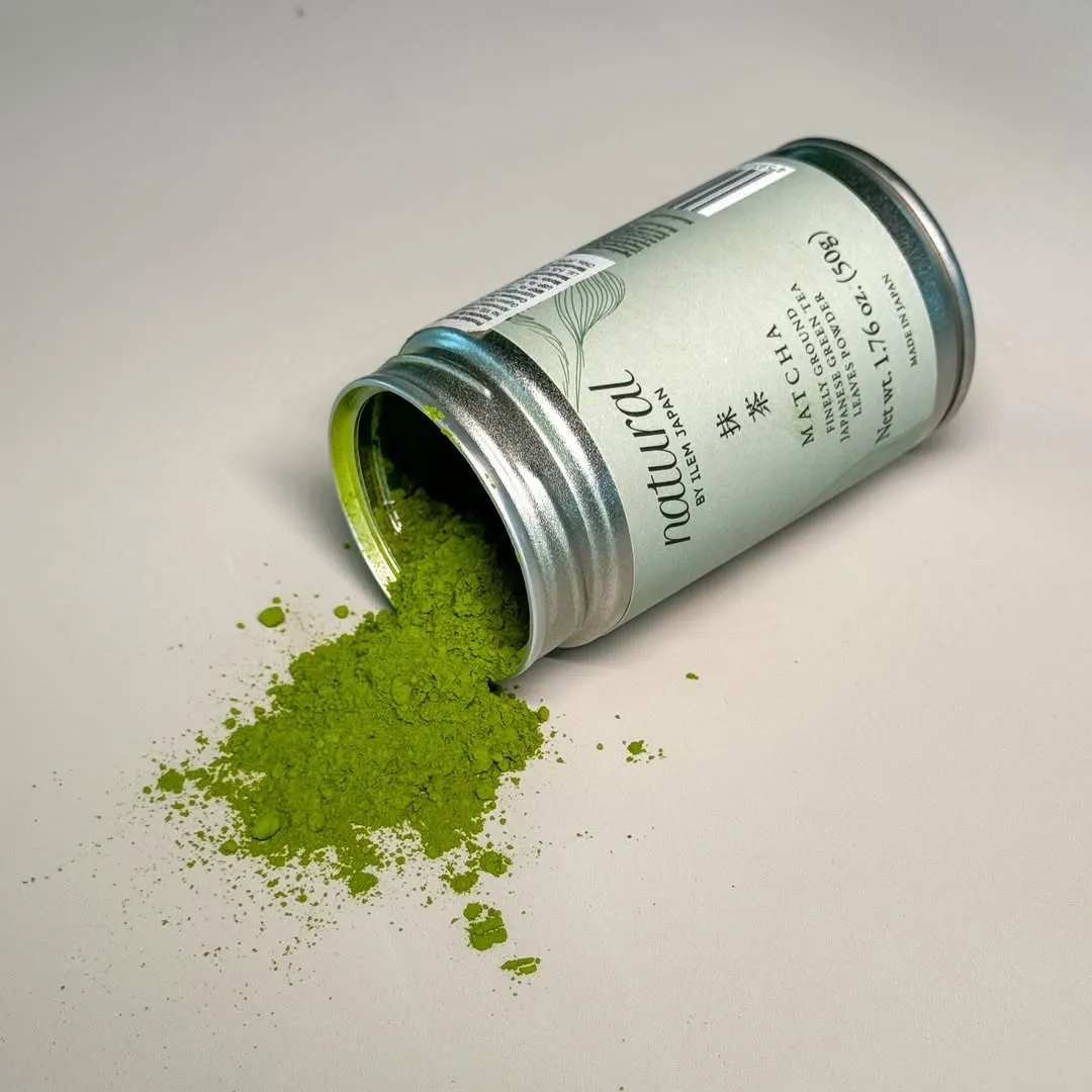 A tin of ILEM Japan matcha powder