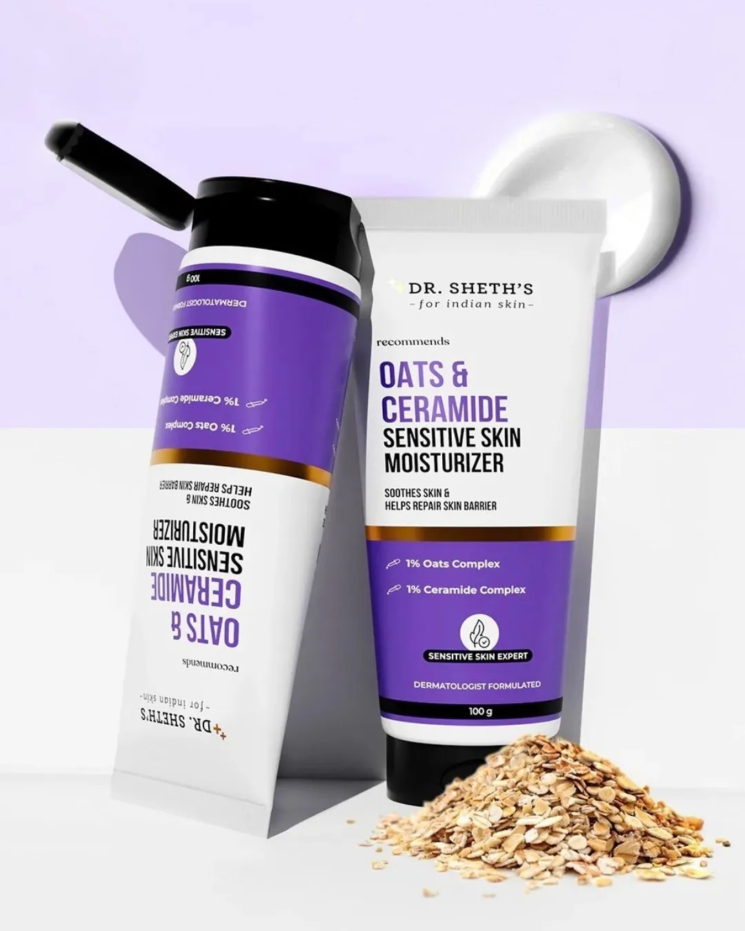 Two tubes of Dr Sheth&rsquo;s Oat & Ceramides Moisturizer, which is the best drugstore cream for a dry and damaged skin barrier