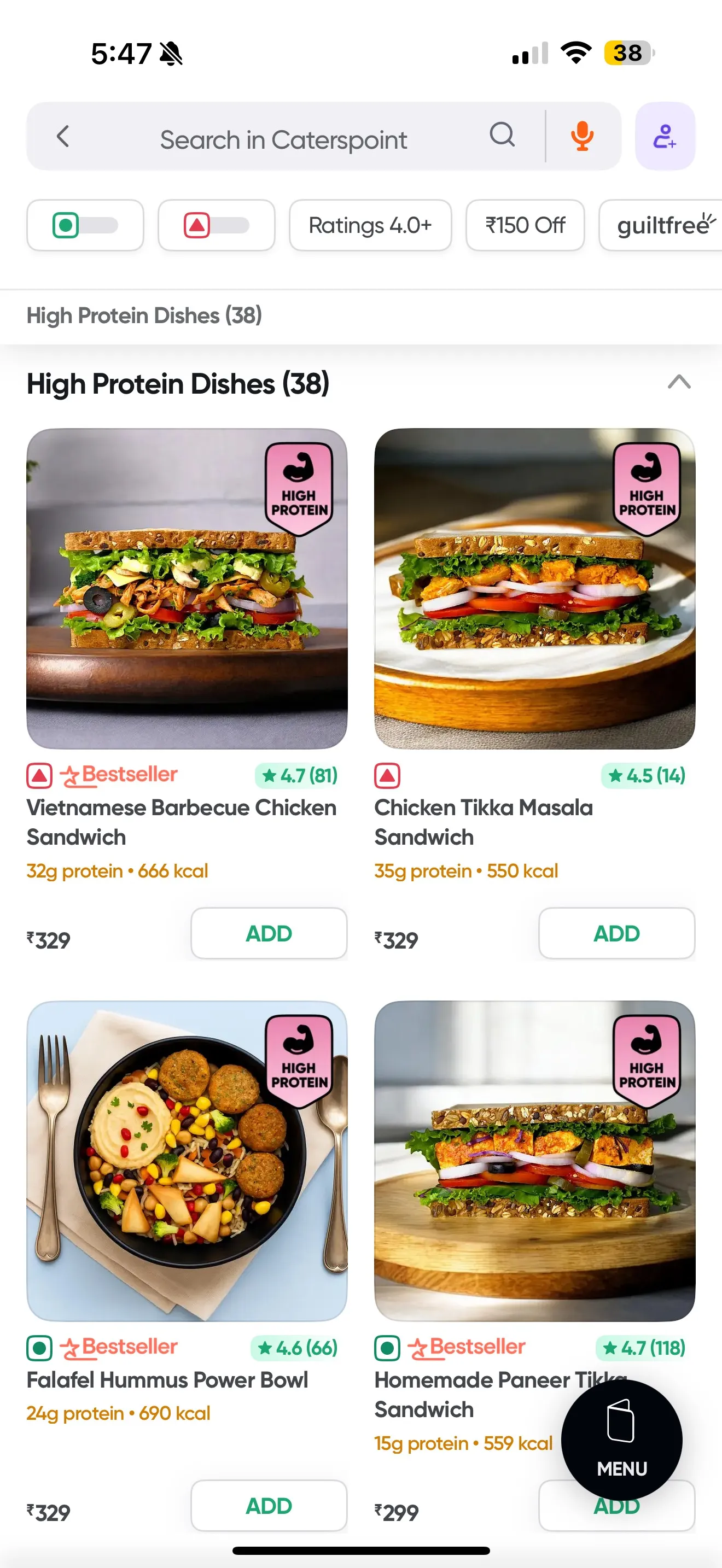 High Protein Dishes under Caterspoint Menu