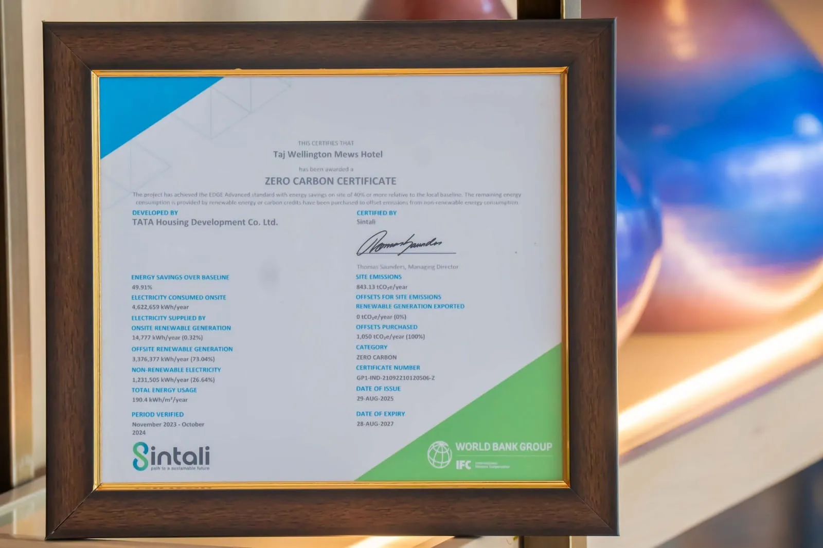 Taj Wellington Mews, Chennai Achieves Prestigious EDGE Zero Carbon Certification-1