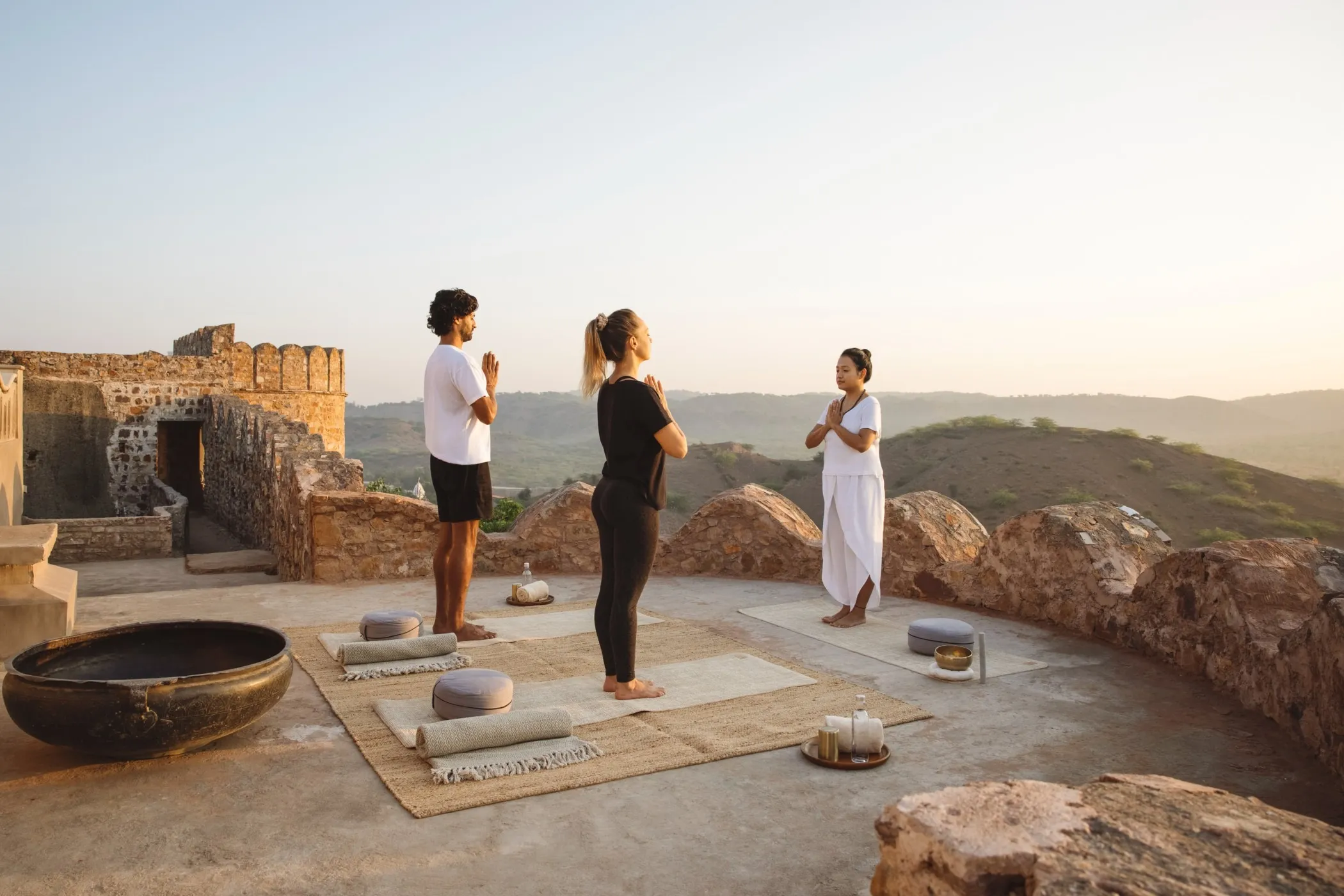 Sunrise Yoga at Fort Wall - Six Senses Fort Barwara (1)