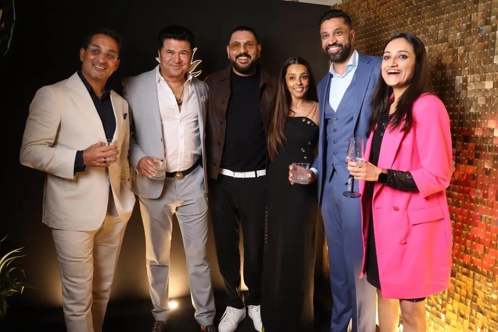 L-R Paroon Chadha, Nick Patel, Yuvraj Singh, Jana Iyer, Vikram Kumar and Ayaesha Gooptu