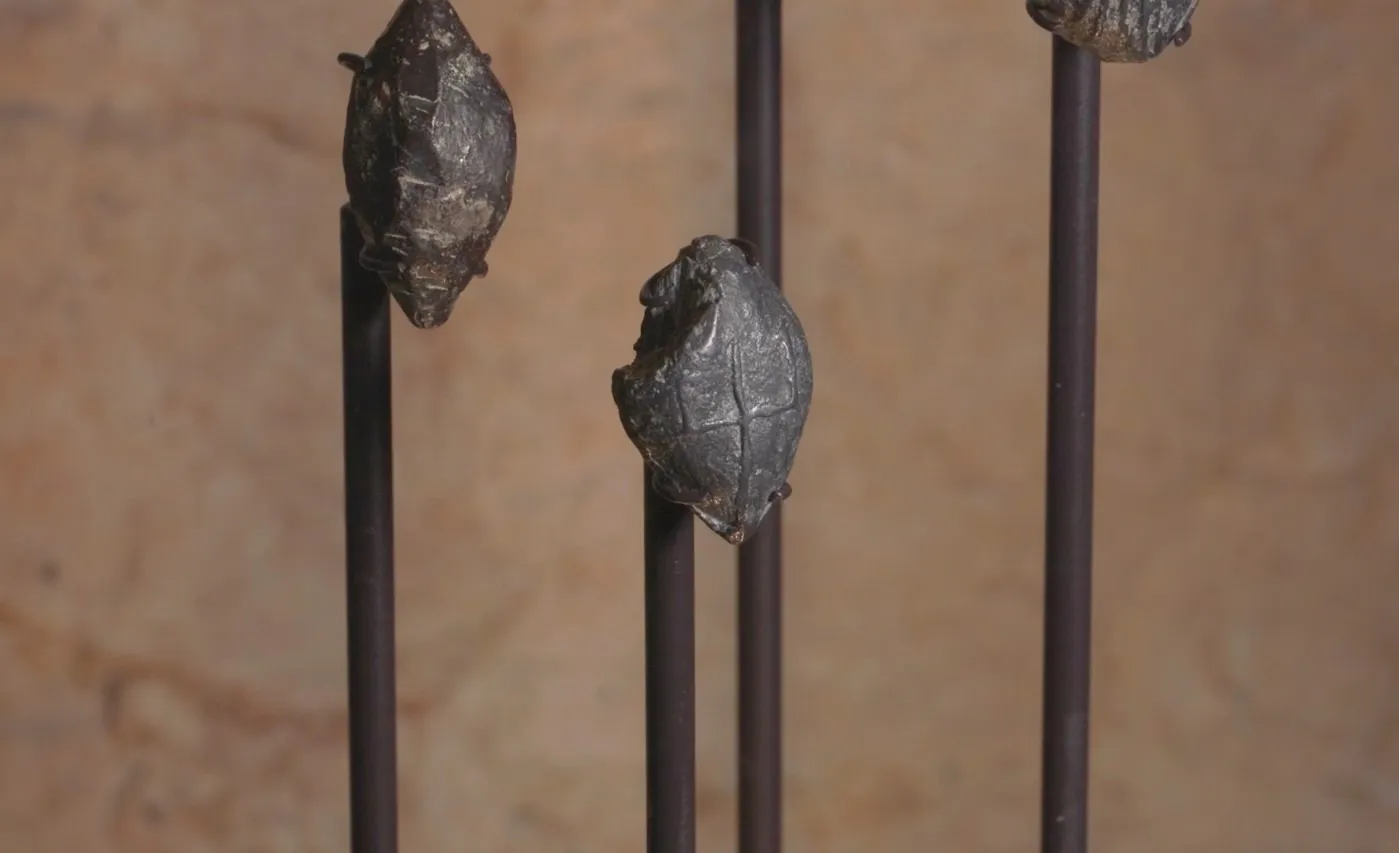 16.Hasmonean-period lead sling bullet that was discovered and is now on display at the Tower of David Jeru