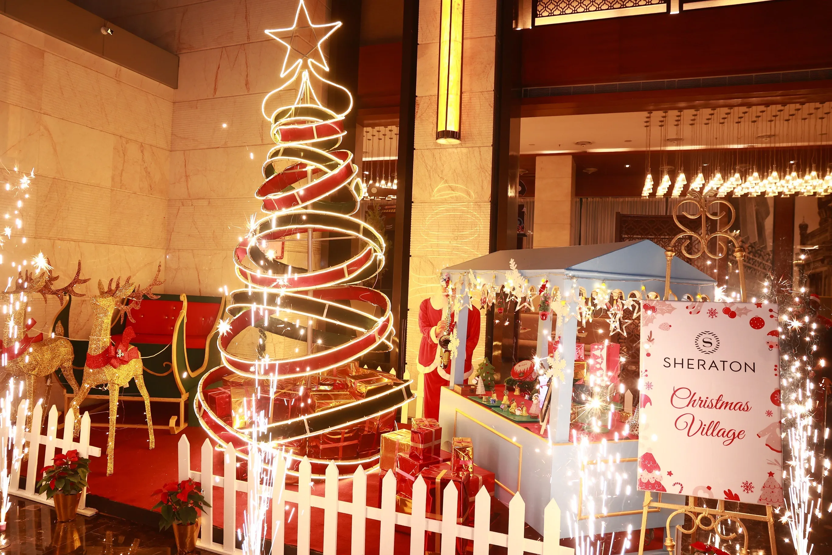 A winter wonderland comes alive at Sheraton Hyderabad with an enchanting Christmas Village featuring nutcrackers, festive trees, and holiday cheer.
