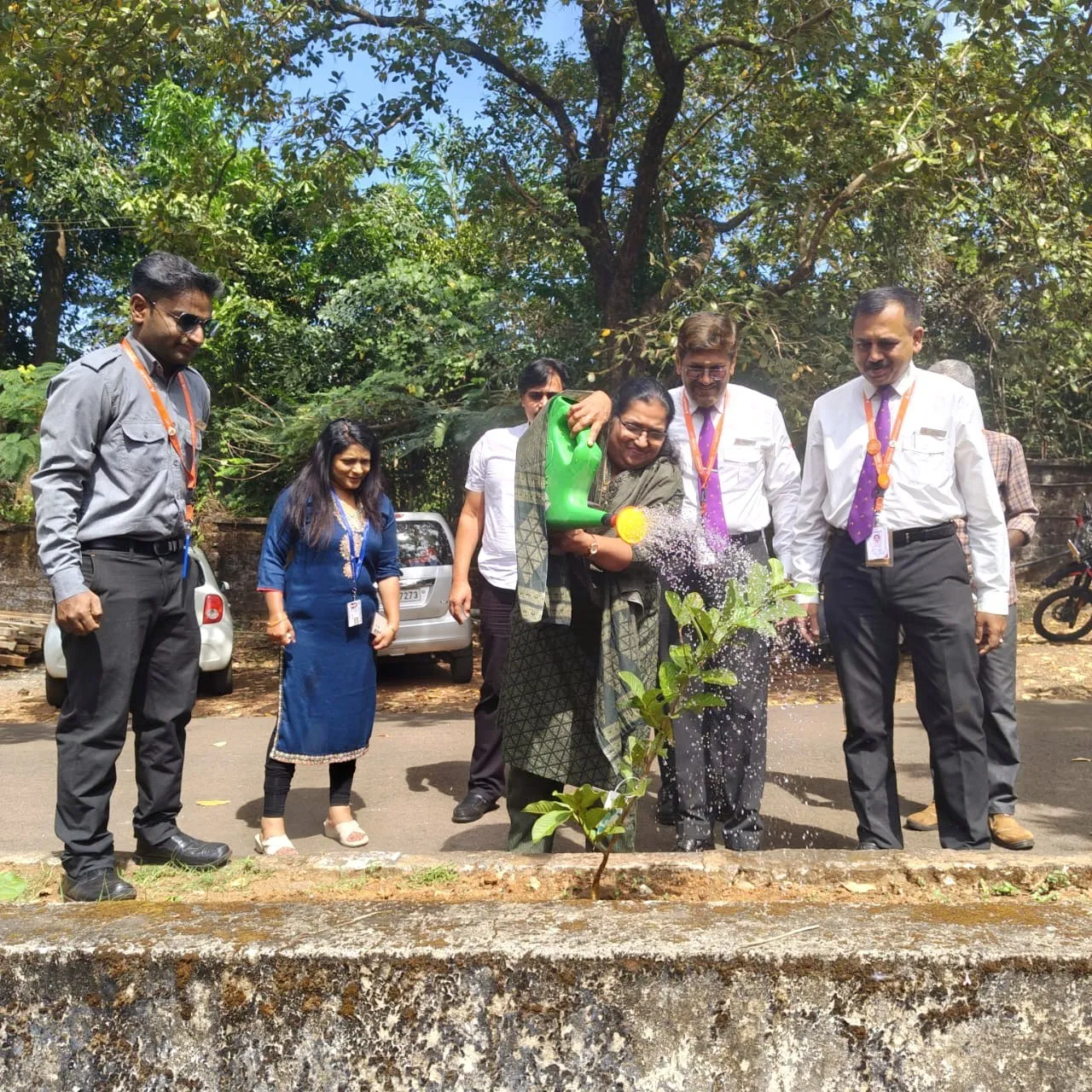 Akasians water newly planted saplings, reinforcing Akasa Air’s commitment to environmental stewardship
