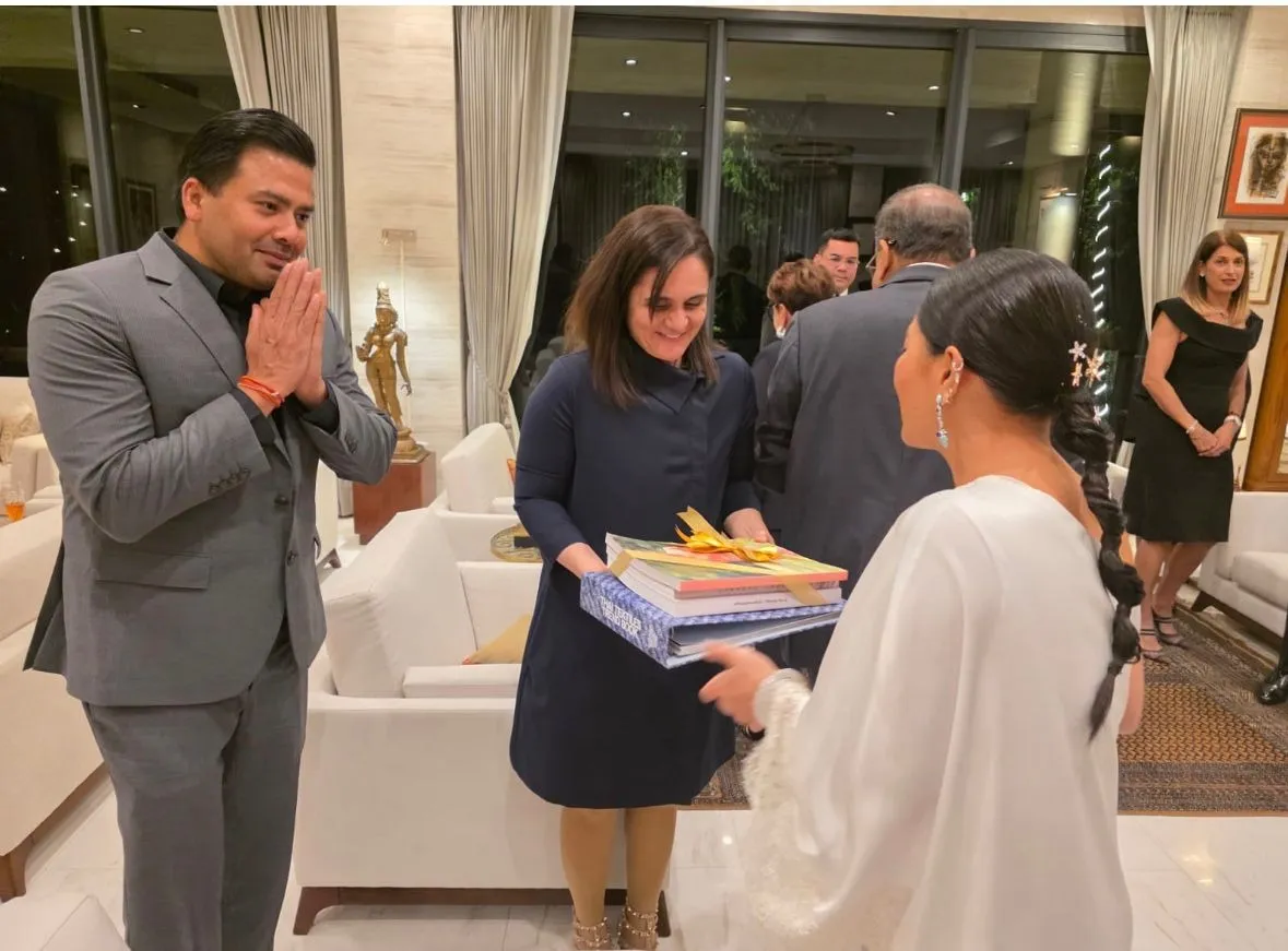Chef Garima Arora with her husband Rahul Verma  greeting Her Royal Highness Princess of Thailand, Sirivannavari Nariratana Rajakanya