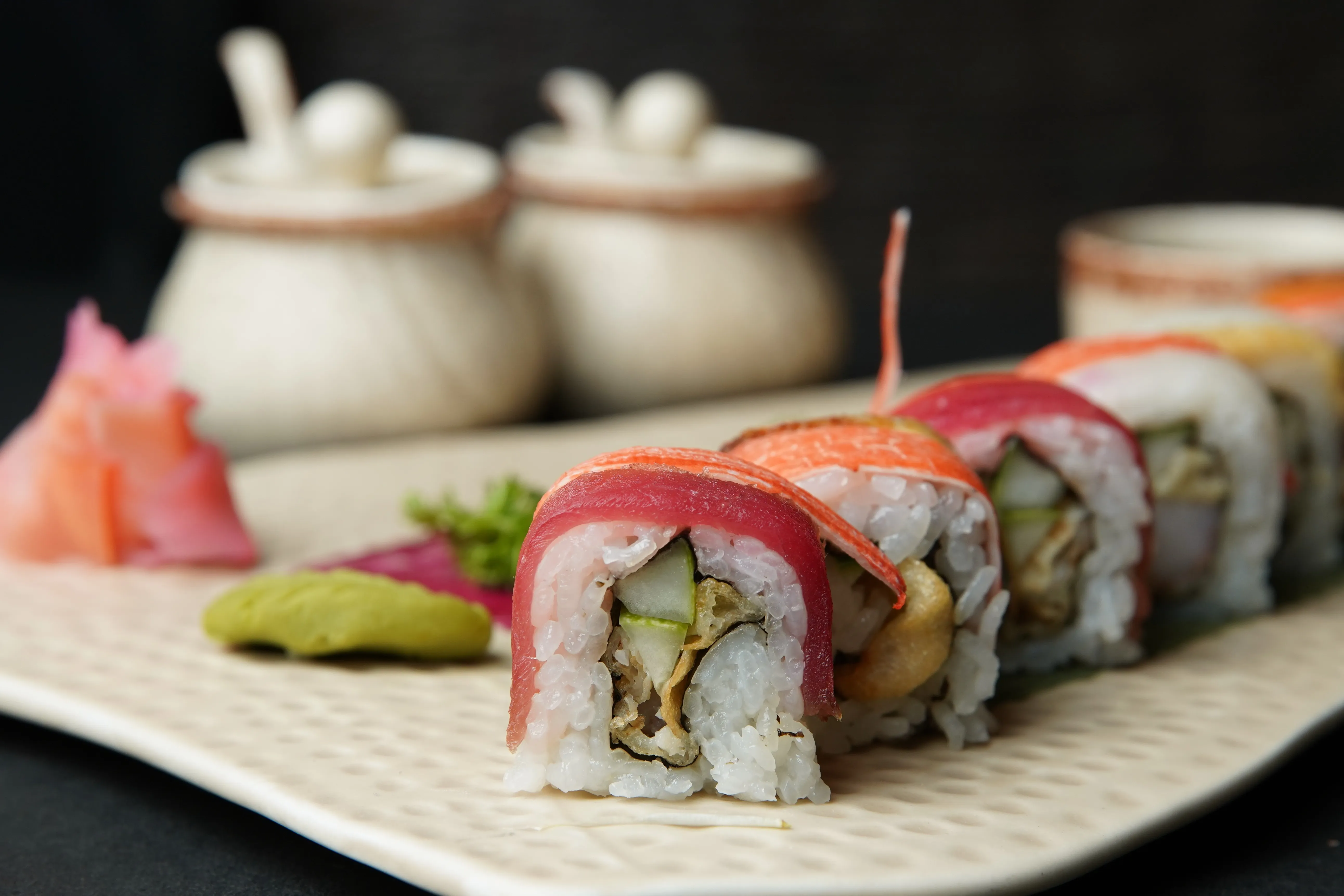 Japanese- Sushi & Sashimi- Sushi Rolls- Non-Vegetarian- Rainbow Roll (Crabstick, avocado, cucumber, tuna, salmon, eel, shrimps).JPG (1)