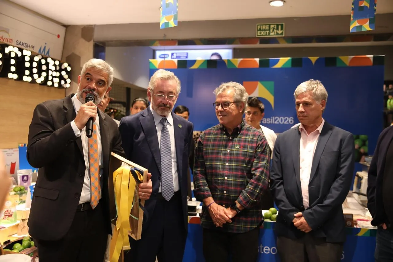 Left to Right 1-Angelo de Queiroz Mauricio- Head of ApexBrasil, 2 Honorable Vice Minister of Development, Industry, Commerce and Services of Brazil, Minister Marcio Elias 3 , Mr. Jorge Viana, Pr
