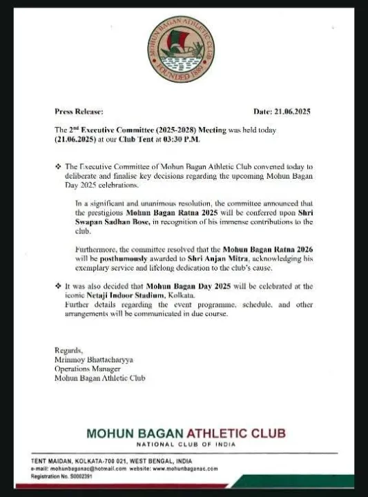 Mohun Bagan Press Release