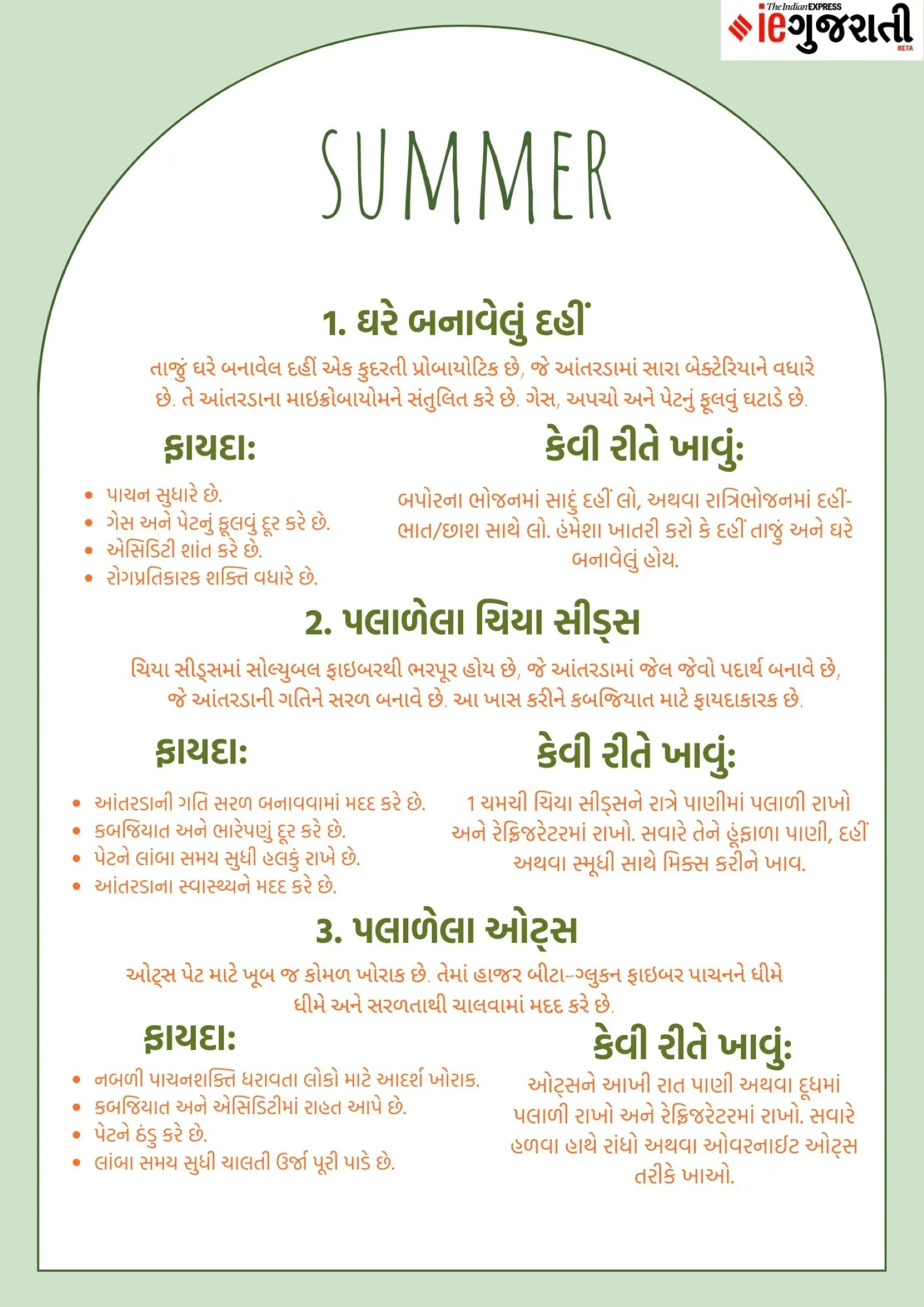 better digestion Food Summer Menu