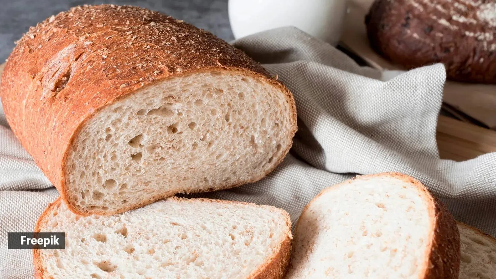 high angle sliced bread