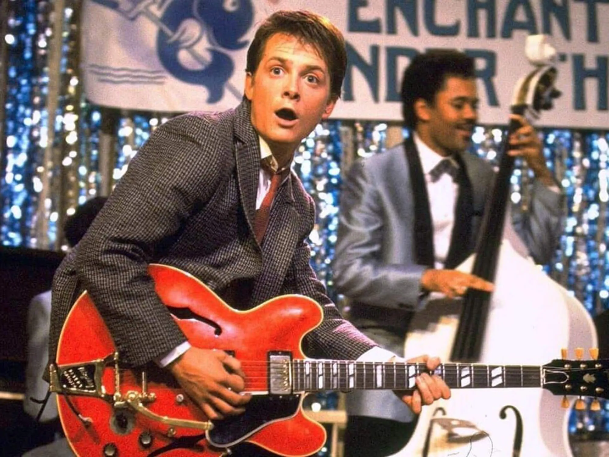 Cherry red Gibson ES-345 guitar used by Marty McFly