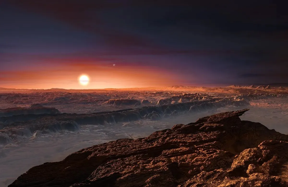 An illustration of the surface of Proxima Centauri b.