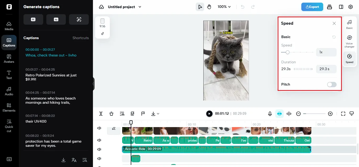 Change audio speed and pitch