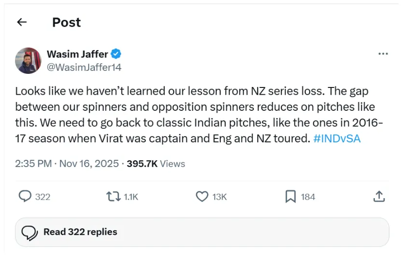 Wasim Jaffer's Critique and Call for Change