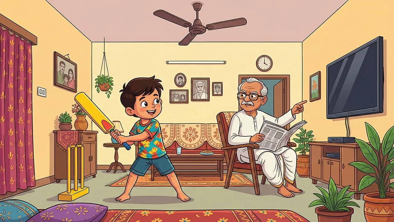 billu-ka-chakka-indoor-cricket-moral-story-hindi