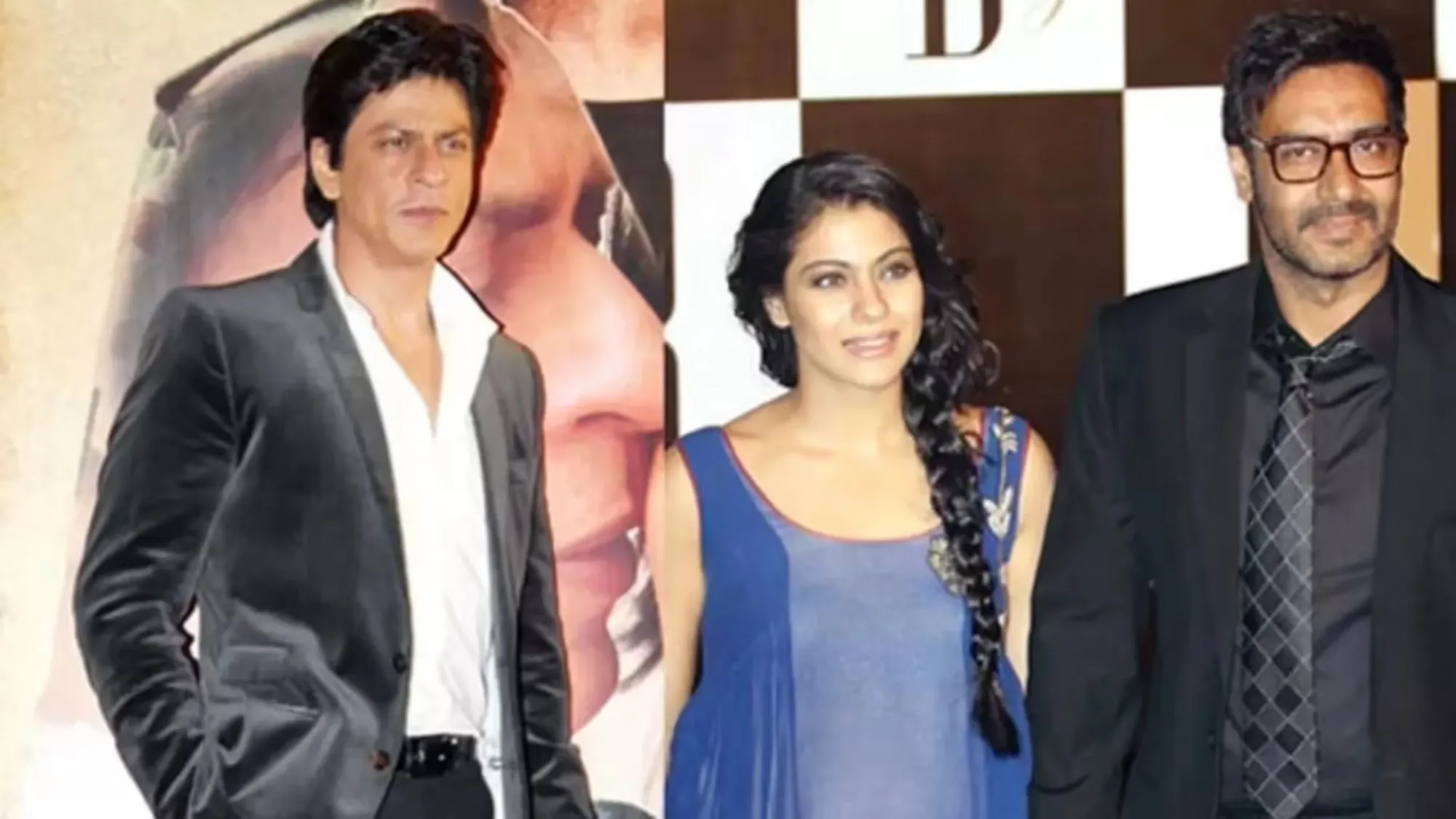 kajol,  ajay devgn and shahrukh khan