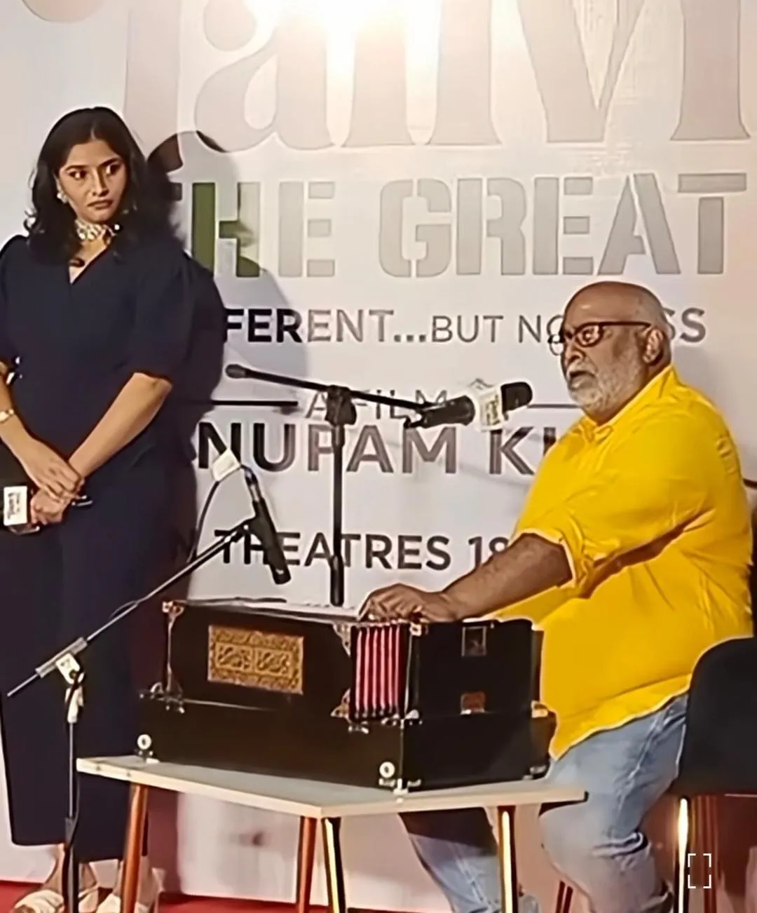 Composer MM Keeravani sings live on stage as singer Gomathi watches