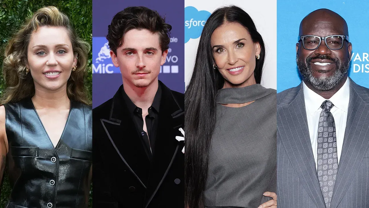 Miley-Cyrus-Timothee-Chalamet-Demi-Moore-and-Shaquille-ONeal-Split-Getty-H-2025