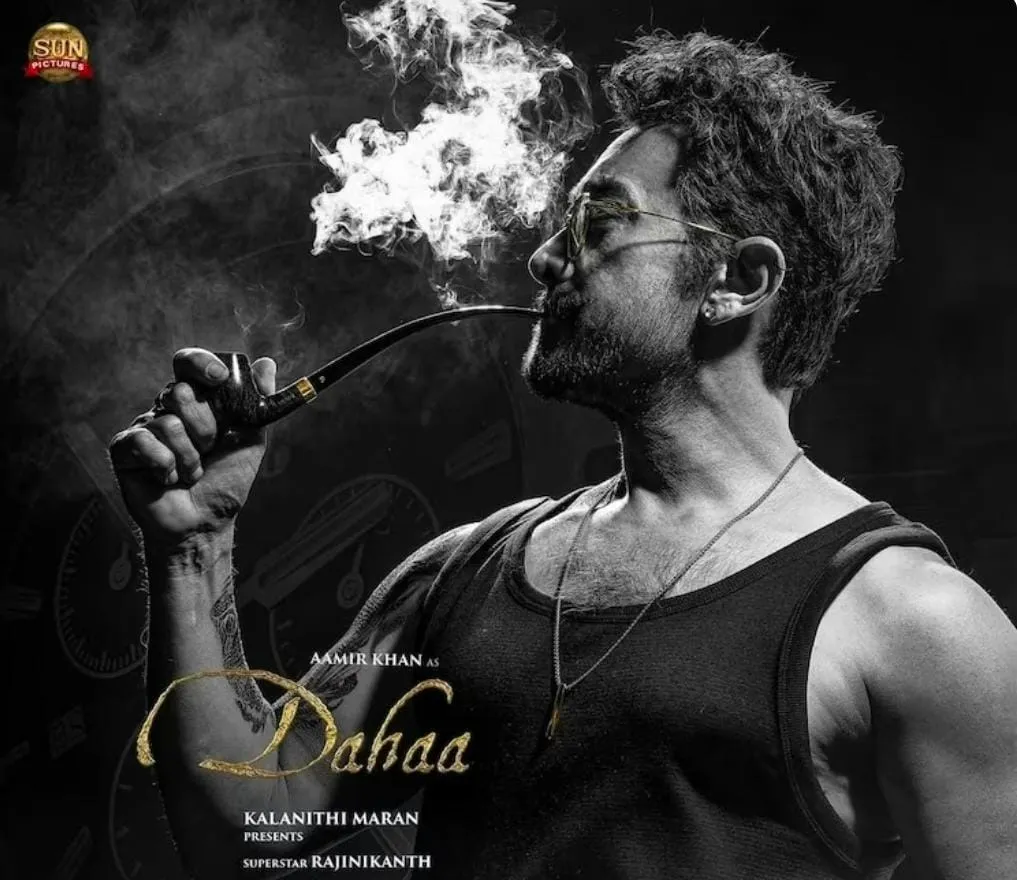 Aamir Khan smoking pipe with smoke in Coolie (2025)