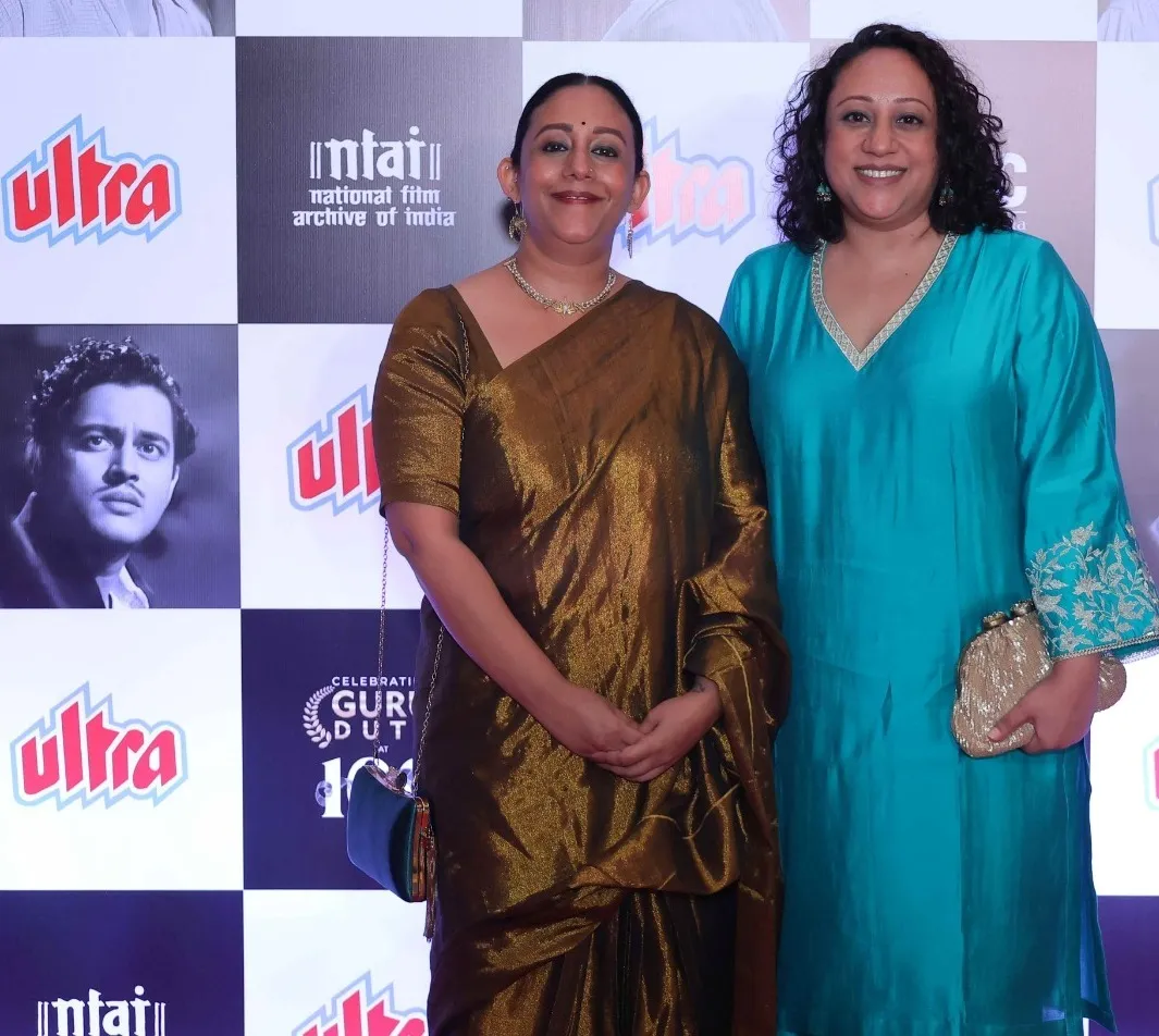 Guru Dutt's grand daughters Karuna and Gouri at premiere of  Pyaasa in Mumbai