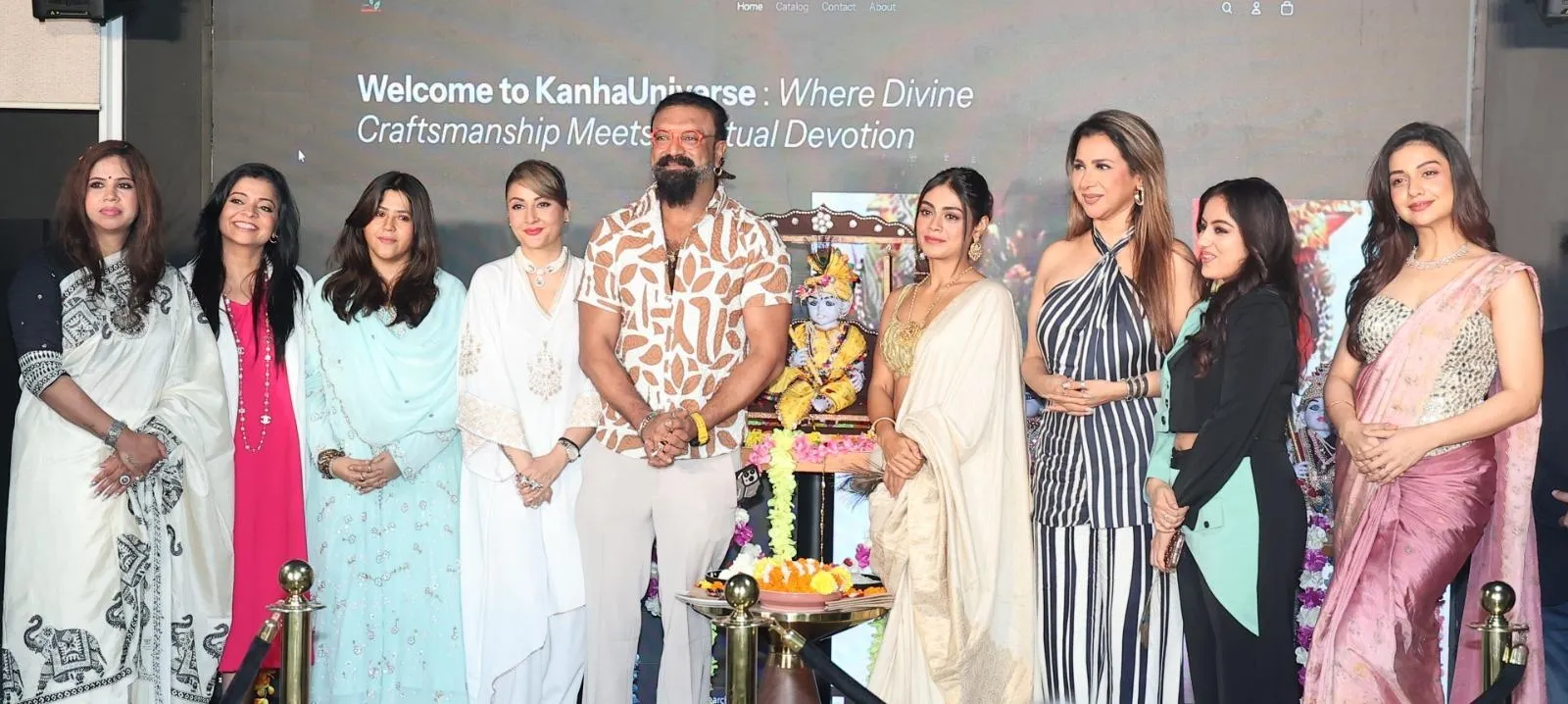 'Chief Guest' Ekta Kapoor with TV celebs and co-hosts Kaushik Thakkar and Jahnvi Doshi