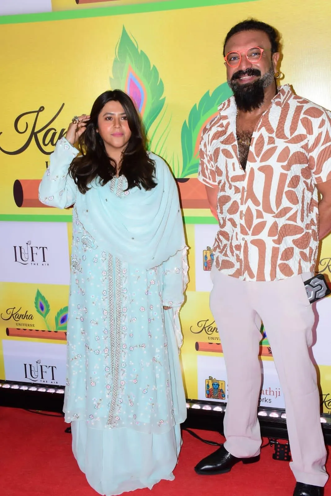 'Lucky mascot-chief guest' Ekta Kapoor with host Kaushik Thakkar
