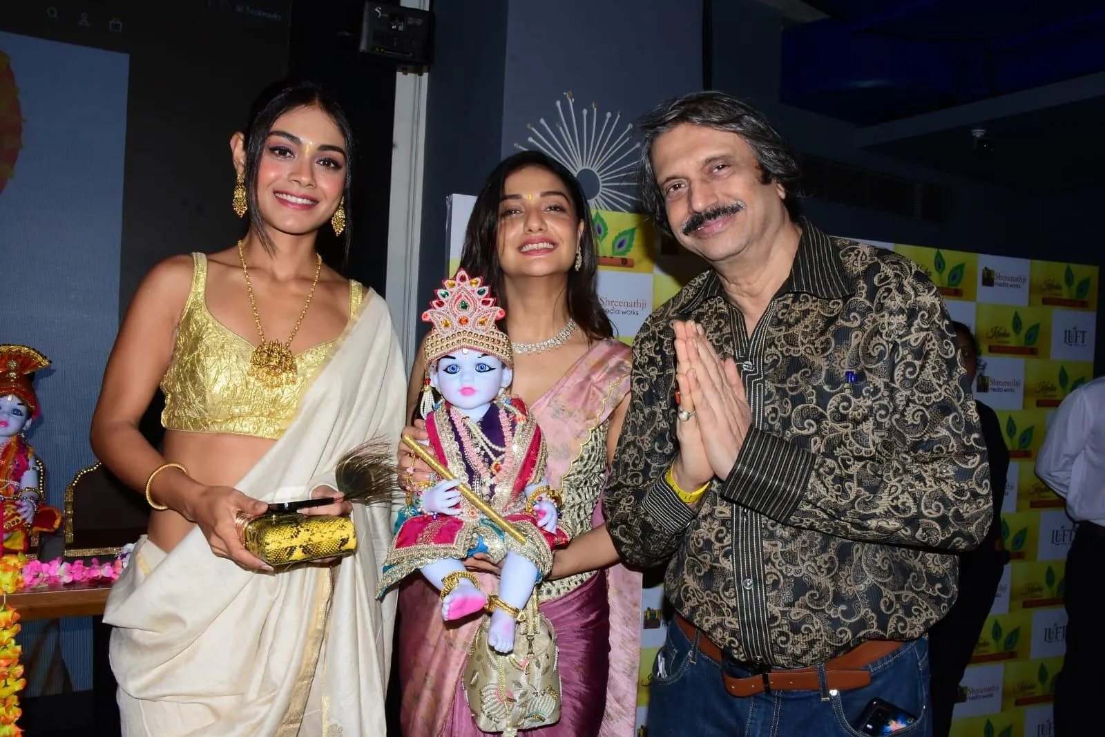 Sreejita De and Divya Agarwal with journalist Chaitanya Padukone