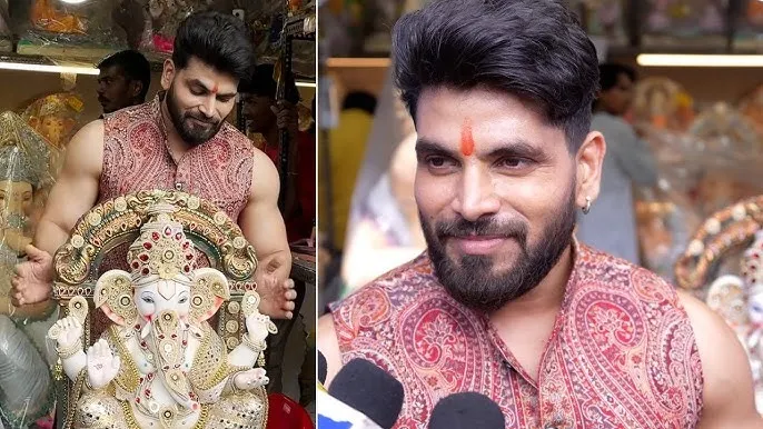 Shiv Thakare welcomed Ganpati Bappa at home (1)