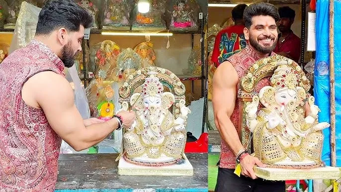 Shiv Thakare welcomed Ganpati Bappa at home (2)