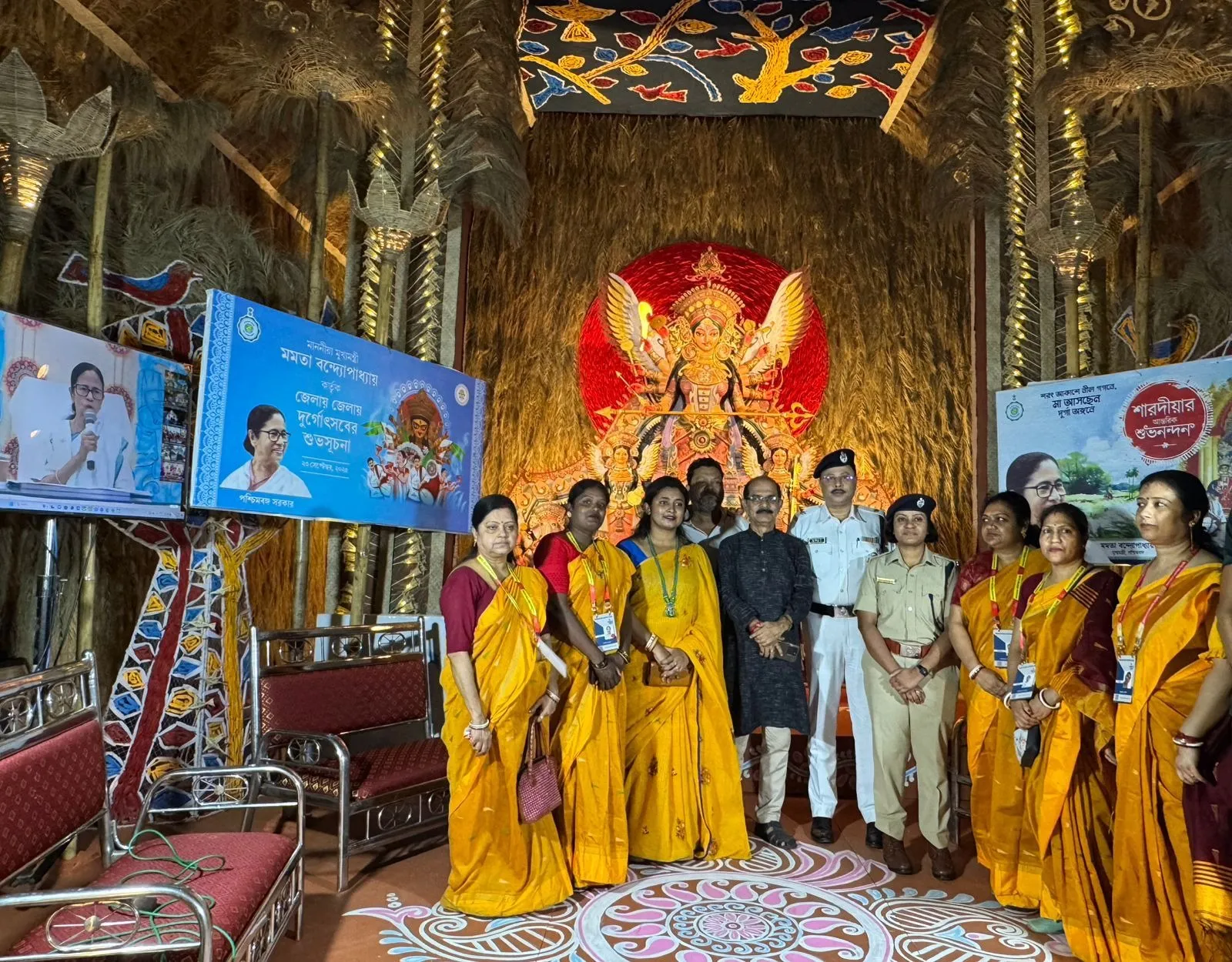 CM Mamata Banerjee Virtually Inaugurates Baguiati Rail Pukur United Club 72nd Durga Puja Theme Shabdo (2)