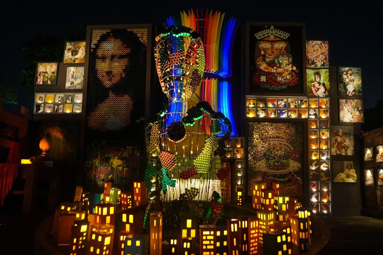 Hazra Park Durgotsab Committee inaugurated the pavilion with Kolkata tallest 30 foot Durga idol themed Drishtikon (6)